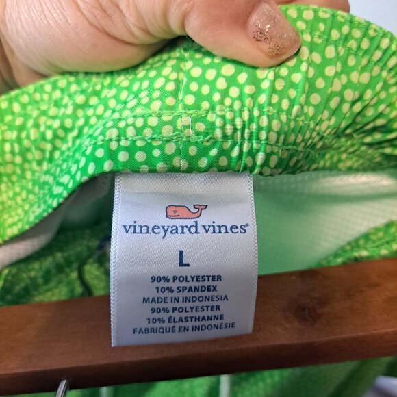 Vineyard Vines 7" Printed Chappy Swim Trunks Bathing Suit Neon Green Mens Large - Picture 7 of 8